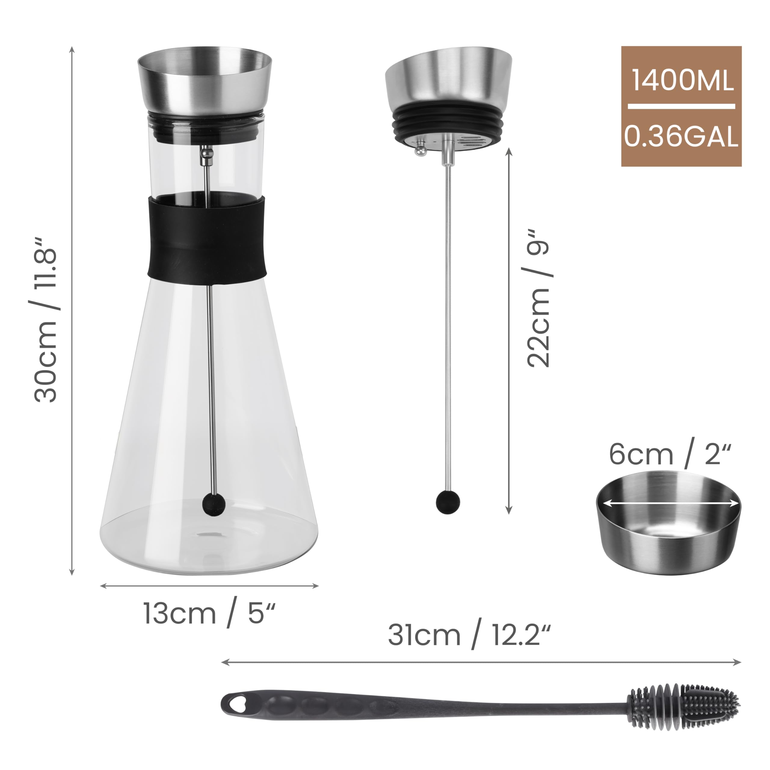 Belle Vous Lot De 2 Carafes à Eau En Verre Avec Bouchon - Bouteille Verre 1,1l