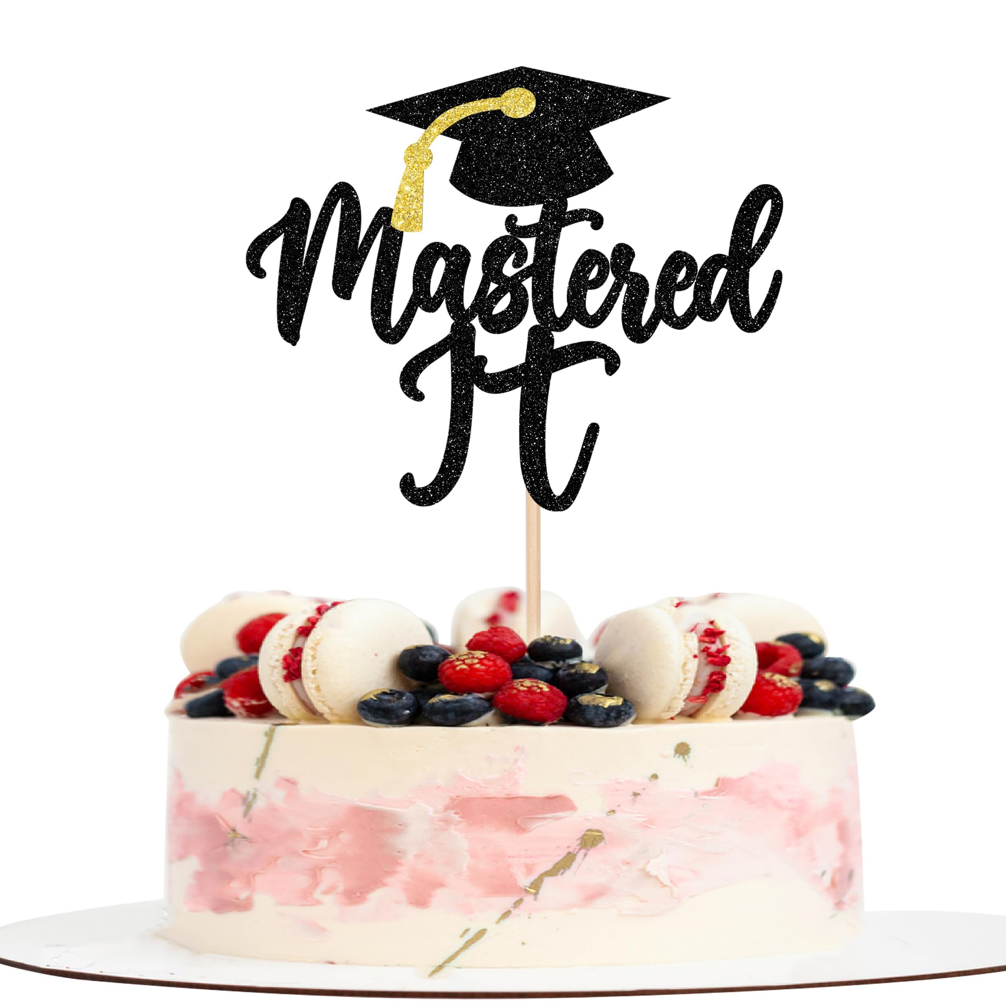 YCTHUNFISH 1 Pack Mastered It Cake Topper 2024 graduation Cake Pick Master Graduation Congratulations MBA Graduation Cake Decorations Party Supplies Black