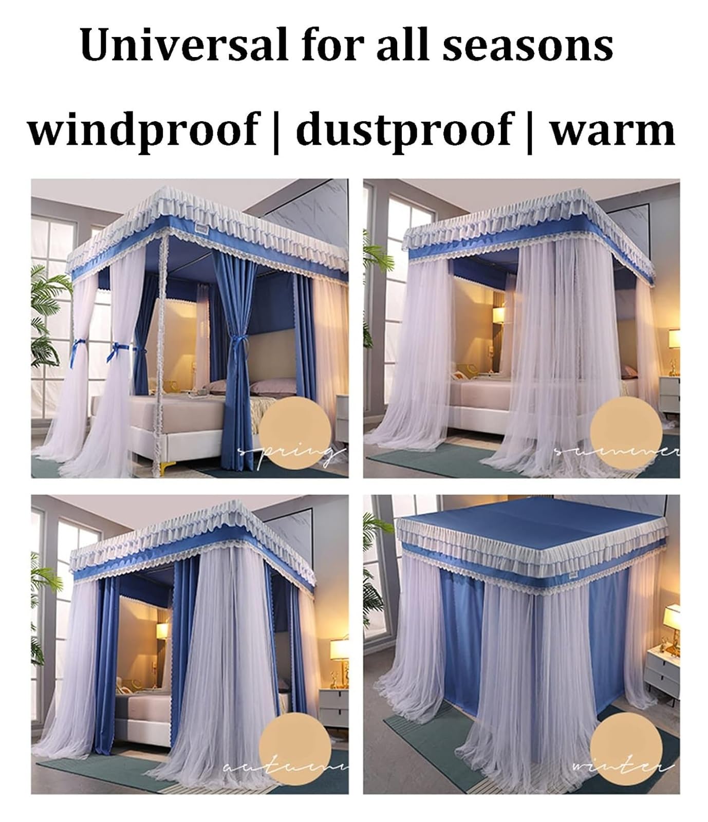 Moskitonetz Bett Doppelter Luxus-Betthimmel, Schlafzimmer-Moskitonetz-Bettvorhang(200x220x200cm)