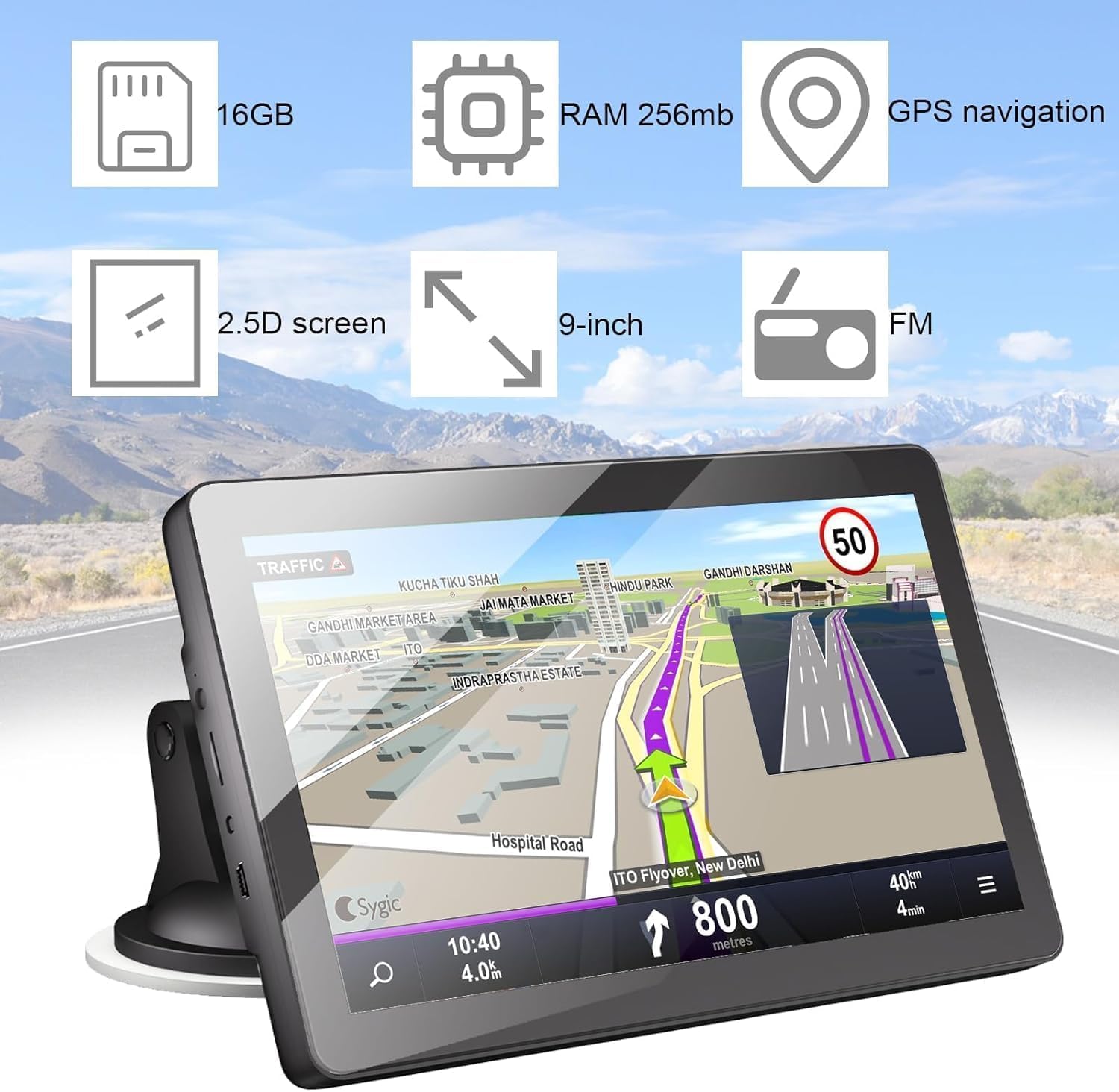 9 Pouce GPS Voiture,GPS Poids Lourds,Auto Navigation avec HD Écran Tactile,Multi-Languages Guidage Vocale 2025 Cartographie EU Installée Mise à Jour Gratuite à Vie,pour Auto,Camion,Poids Lourd