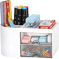 Vista 1 de LETURE Organizador de escritorio de suministros de oficina con soporte para lápices y cajón para accesorios de escritorio, tarjeta