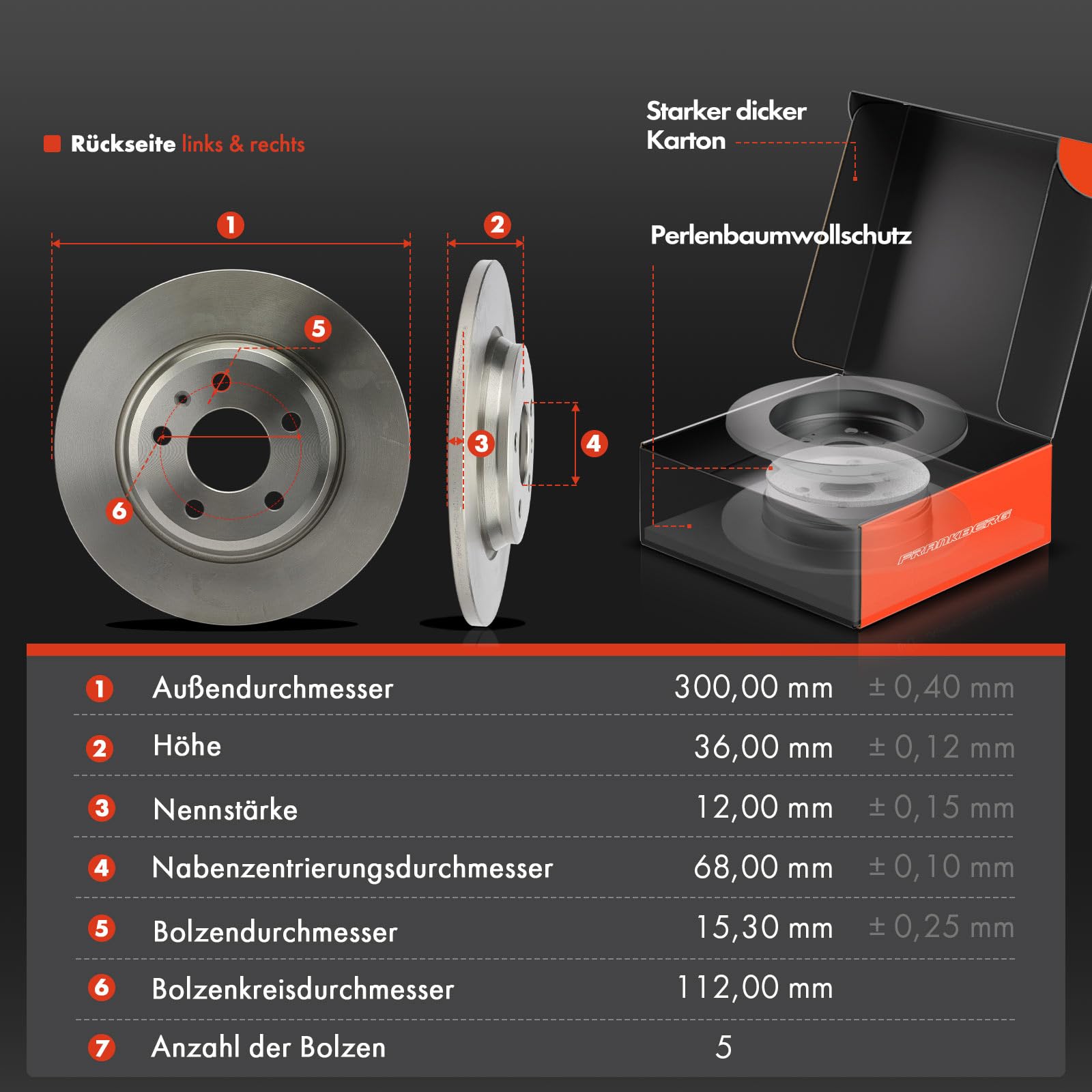 Frankberg Klocki hamulcowe, tarcze hamulcowe, kompatybilne z A4, A5, Q5, 2015-2025, zestaw 4 par, zamiennik 8W0698151AC