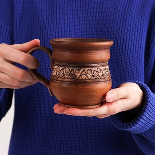 Miniatura 4 de 8.5 oz Modern Ceramic Tea Cup with handle - Clay Handmade Pottery Coffee Mug - Rustic Eco friendly Drinkware tasses - Handthrown tableware cups -