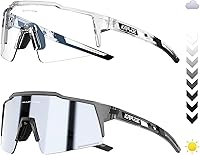 Vista 21 de KAPVOE Gafas de ciclismo fotocromáticas MTB Gafas de sol transparentes para bicicleta de montaña, gafas de transición, deportes de béisbol y correr