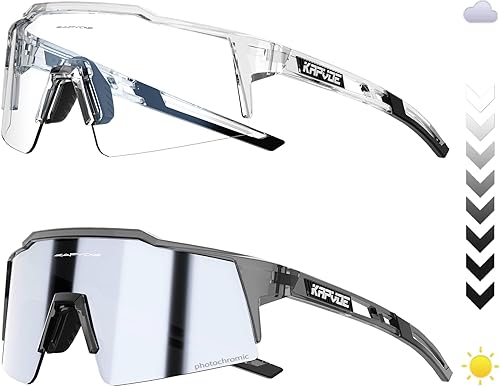 Miniatura 21 de KAPVOE Gafas de ciclismo fotocromáticas MTB Gafas de sol transparentes para bicicleta de montaña, gafas de transición, deportes de béisbol y correr