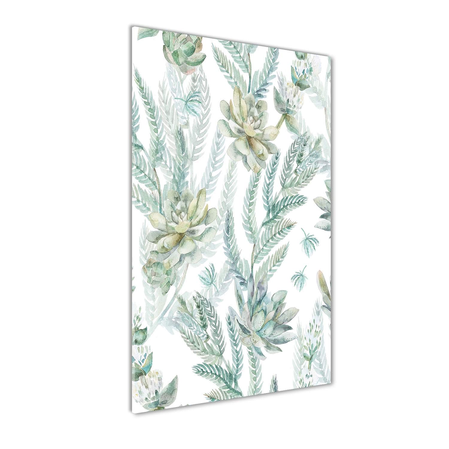 Impression sur Verre Acrylique 70x140 Vert - Tableau Plexiglas Fleurs Tulup