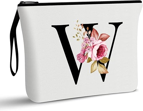 Vavabox A-Z Bolsa de maquillaje personalizada, regalos de cumpleaños para mujeres y madres, regalos para mejor amiga, bolsa de cosméticos para novia