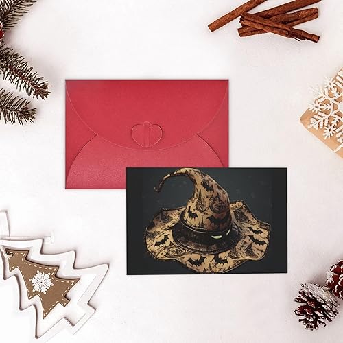Miniatura 9 de Tarjetas de cumpleaños de sombrero de bruja con sobres, esta tarjeta de felicitación en blanco utiliza un paquete de sobre de botón de amor de papel