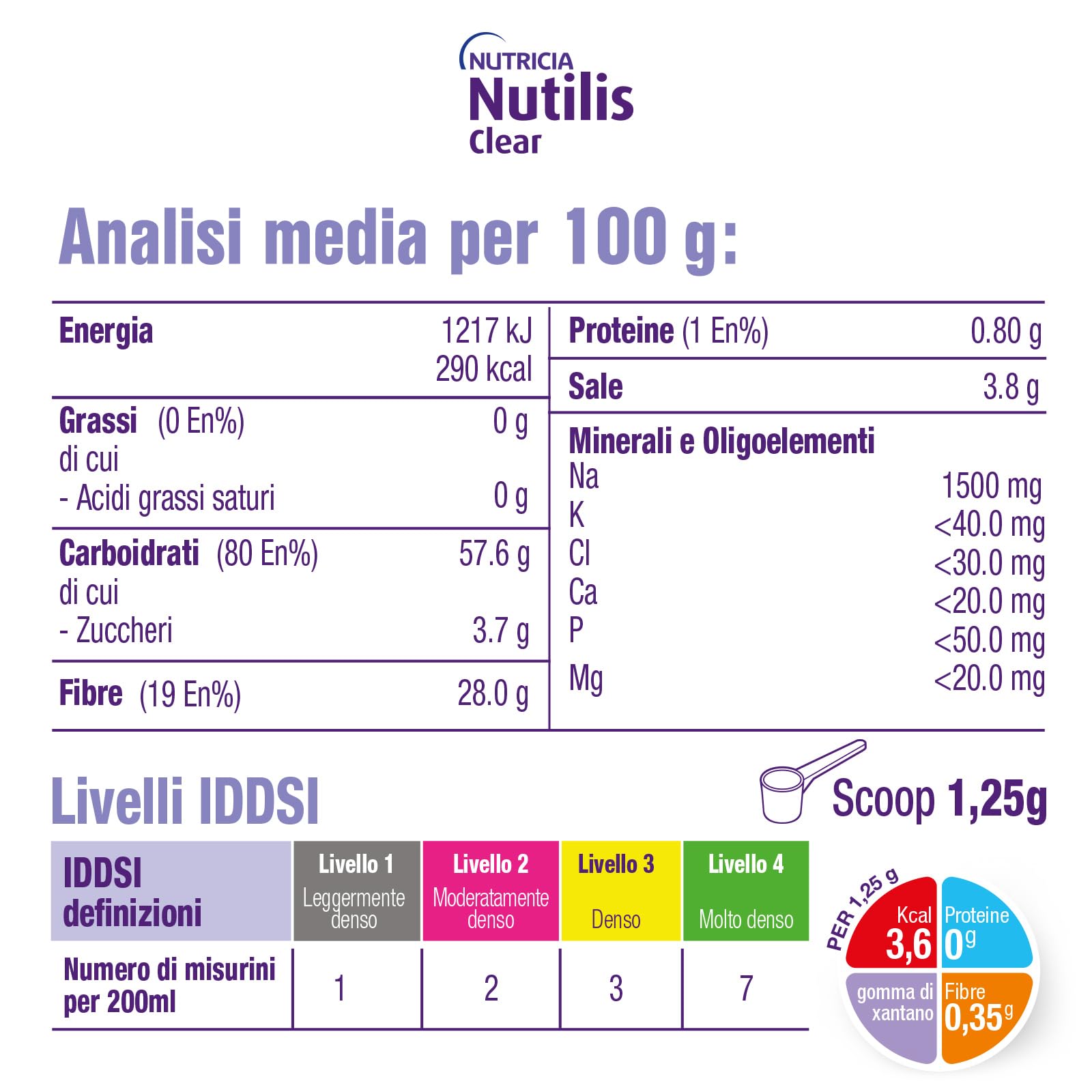 NUTILIS CLEAR - Addensante in Polvere, Insapore e Incolore, indicato per la Gestione Dietetica della Disfagia o Problemi di Masticazione, Alimento a Fini Medici Speciali, Gusto Neutro - 175g