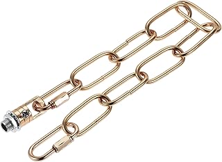 sourcing map Colgante Luz Accesorio Cadena, 0,16 Pulgada Grueso 12 Pulgadas Largo Araña Colgante Eslabones con Cadena Conectores Gancho Anillos, Oscuro Dorado 1 Juego