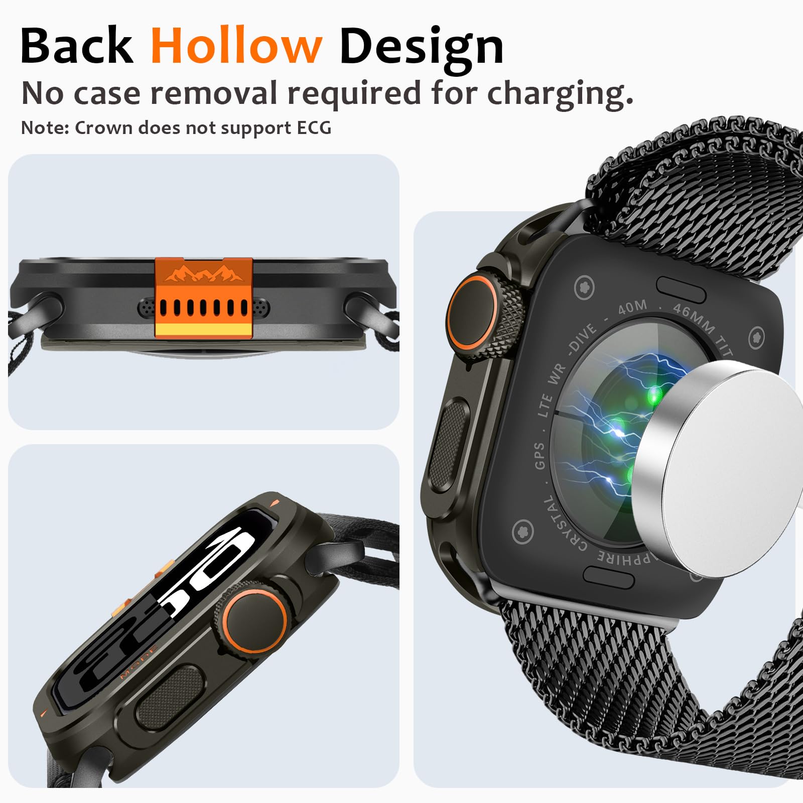 Amizee Metallo Cover Compatibile con Apple Watch Serie 11/10 46mm con Indietro Coprire, Rugged Protezione Paraurti Anti-Graffio Custodia Protettiva per iWatch 46mm, Graphite