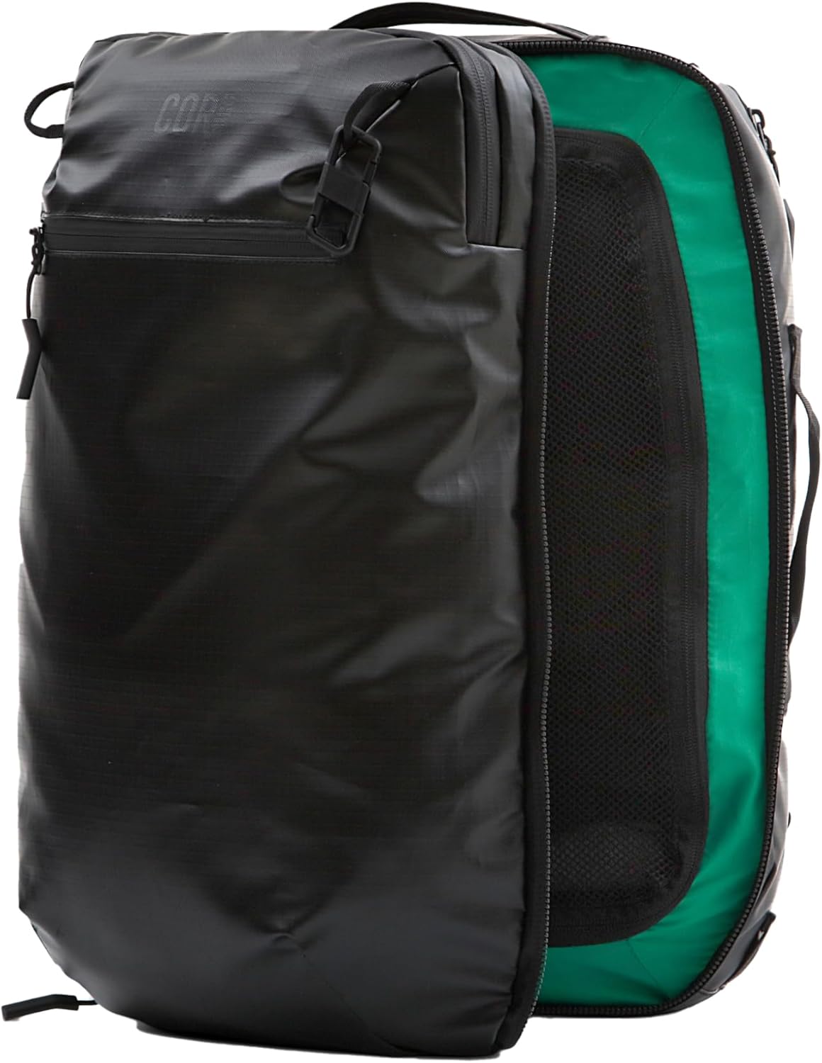 COR Surf Travel Backpack Carry On Backpack for Airplanes - Island Hopper 2.0 Travel Backpack with Clamshell Design - 28: Black with Black Zipper - Image 9