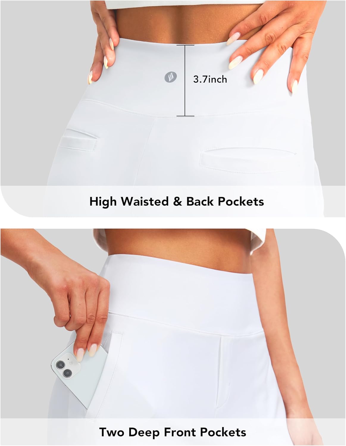 SANTINY Women's 9" High Waisted Bermuda Shorts with 4 Pockets Knee Length Long Shorts for Women Workout Athletic Casual - Image 4