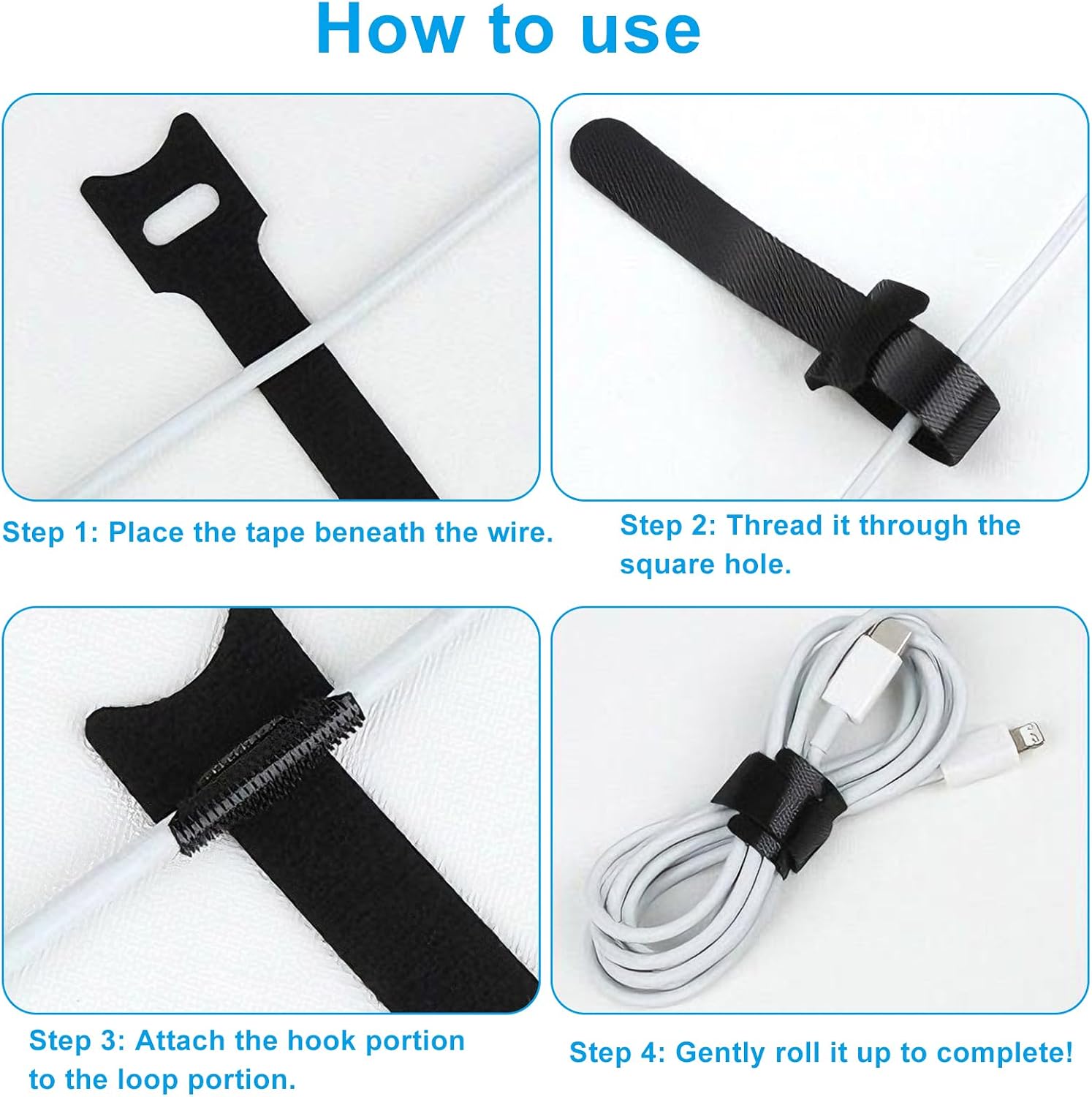 150PCS 8 Inch Reusable Cable Ties, Black image 3