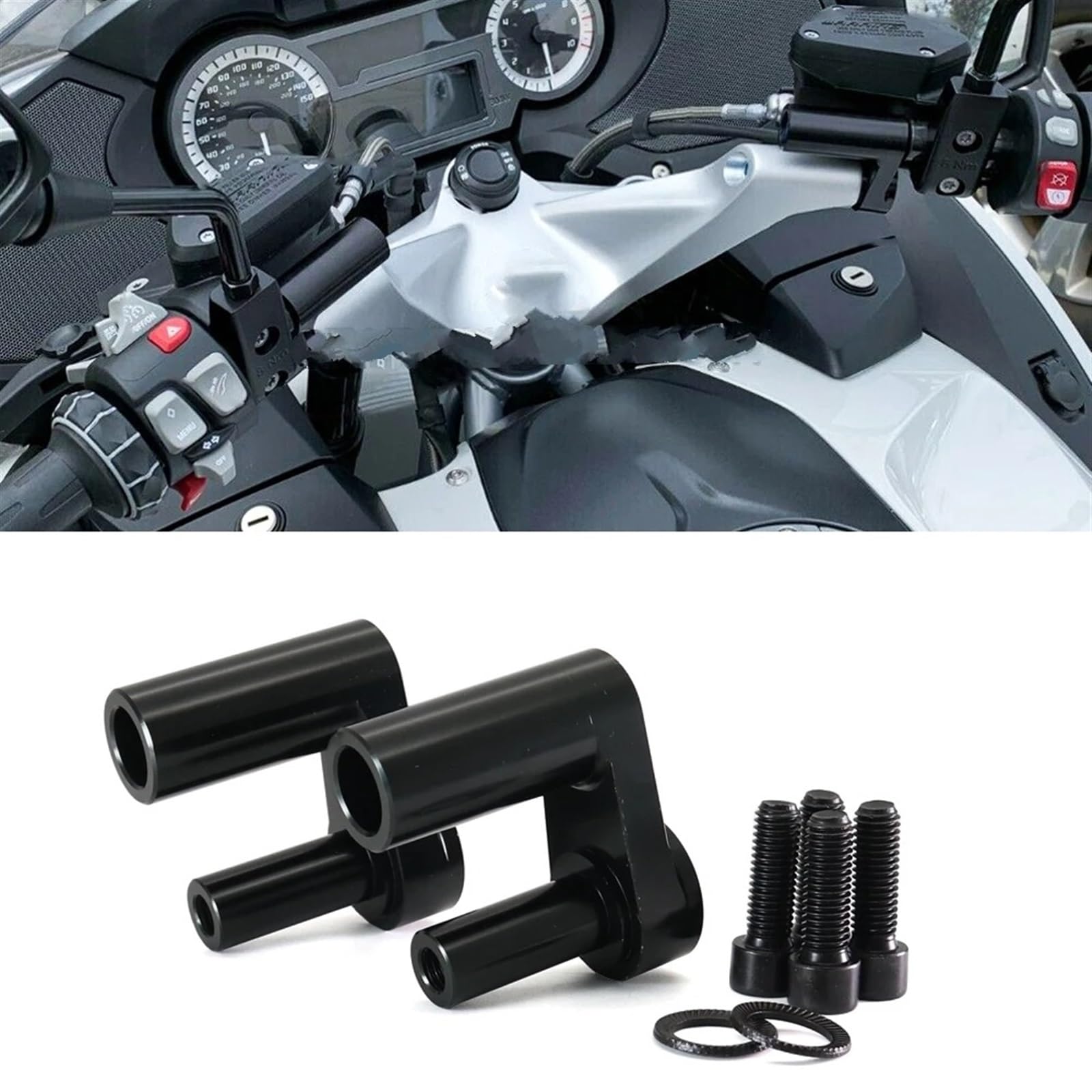 Moto Riser Per BMW R1250RT R1200RT LC R 1250 1200 RT R1200 Maniglia Bar Trascinare Estendere Adattatore Moto Manubrio Riser Morsetto Accessori Manubrio Riser Morsetto(Argento)