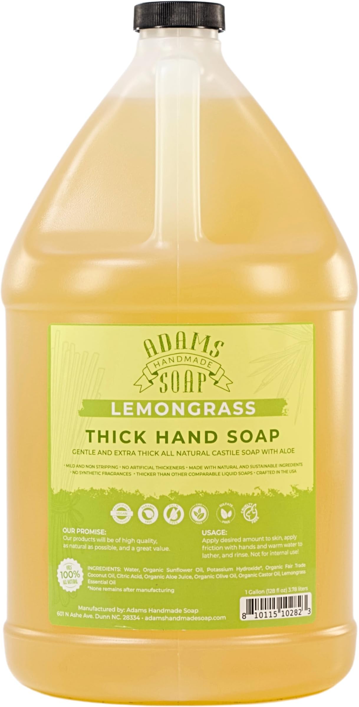 - Thick Organic Castile Liquid Hand Soap 1 Gallon Refill - Lemongrass