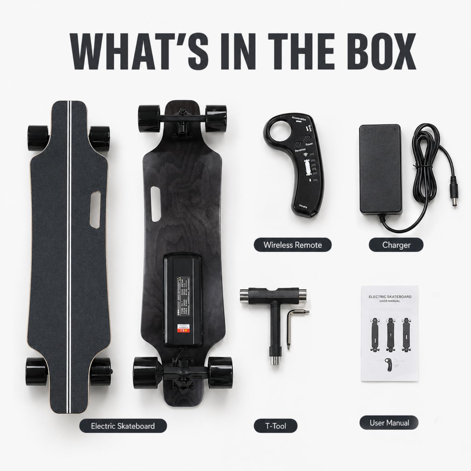 Skateboard Électrique Léger et Portable, Longboard Urbain | 8/15 km Autonomie, Idéal Débutant 8km