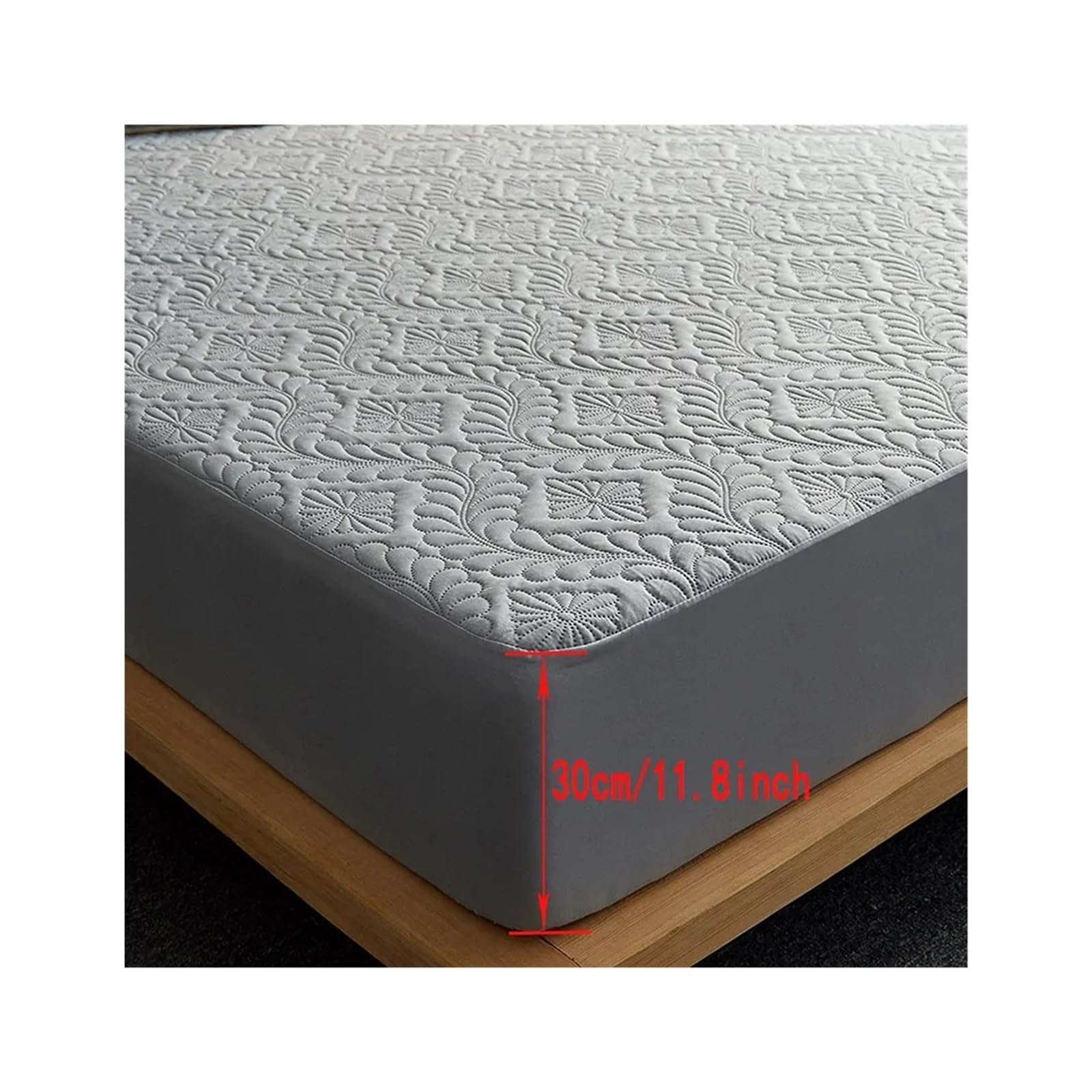 Funda de Colchón Impermeable Funda De Colchón Impermeable Moda, Sábana Ajustable Acolchada 140 X 200 Y 160, Protector Color Liso, Cama Sin Almohada(Gray,160x200x30cm)