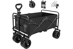 SZHLUX Collapsible Foldable Wagon with Big Wheels for Sand