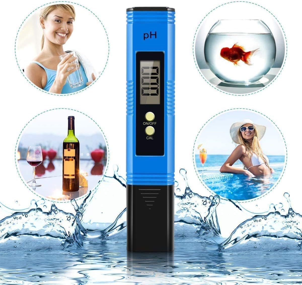 Digital PH Meter, PH Meter 0.01 Resolution Pocket Size High Accuracy Water Quality Tester,Accuracy Pocket Size with 0-14 PH Measurement Range,Suitable for Aquariums, Swimming Pools