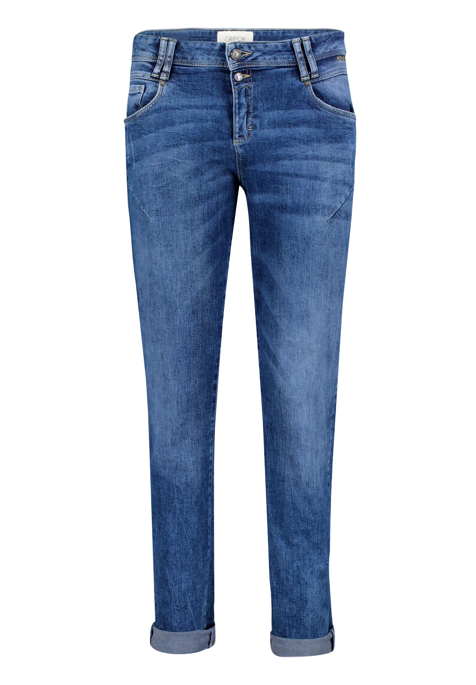 Cartoon Damen Boyfriend-Hose mit Nieten