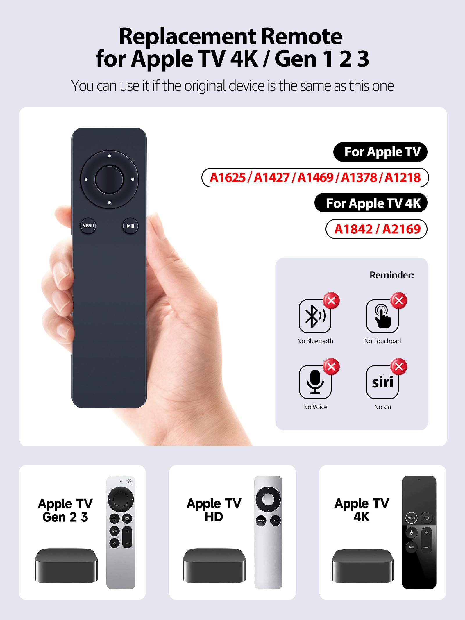 Amazon.com: Snrigw Replacement Remote for Apple TV 2/3 Box MC377LL