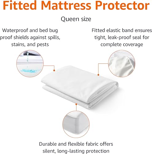 Miniatura 2 de Tienda Basics Protector de colchón impermeable, blanco, Queen