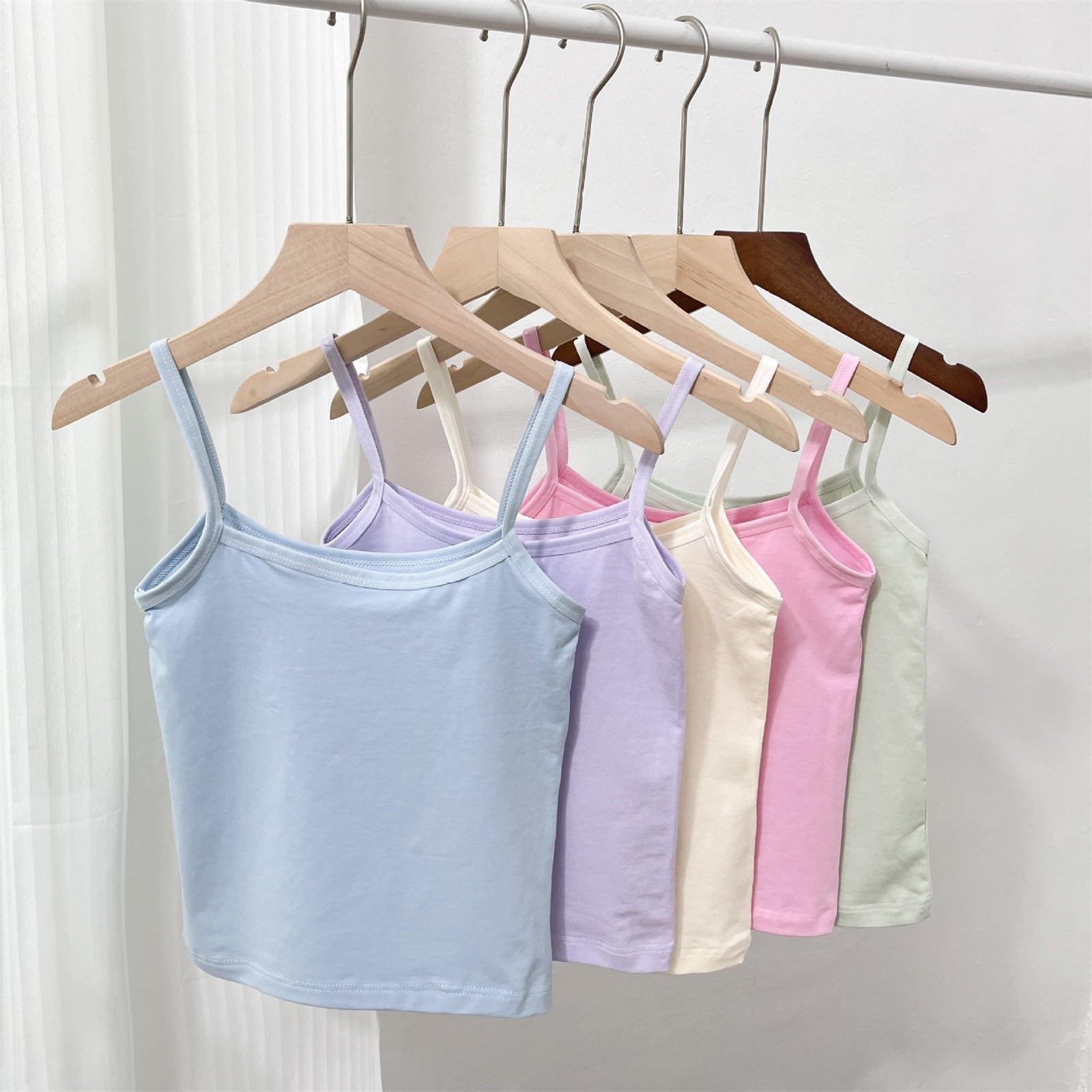 Girls Camisole Undershirts Cotton Spaghetti Strap Tank Tops Kids Sleeveless Soft Lightweight Breathable Summer Shirts — view 7
