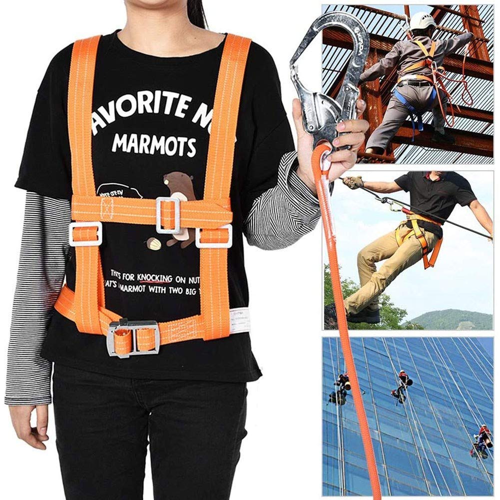 SwaYve Kit de Arnés de Detención de Caídas, Arnés de Escalada, Cinturón de Seguridad de Protección Contra Caídas, Cintura 50-120 cm para Trabajos Aéreos, Escalada, Rappel, Rescate, Espeleología/1.6M
