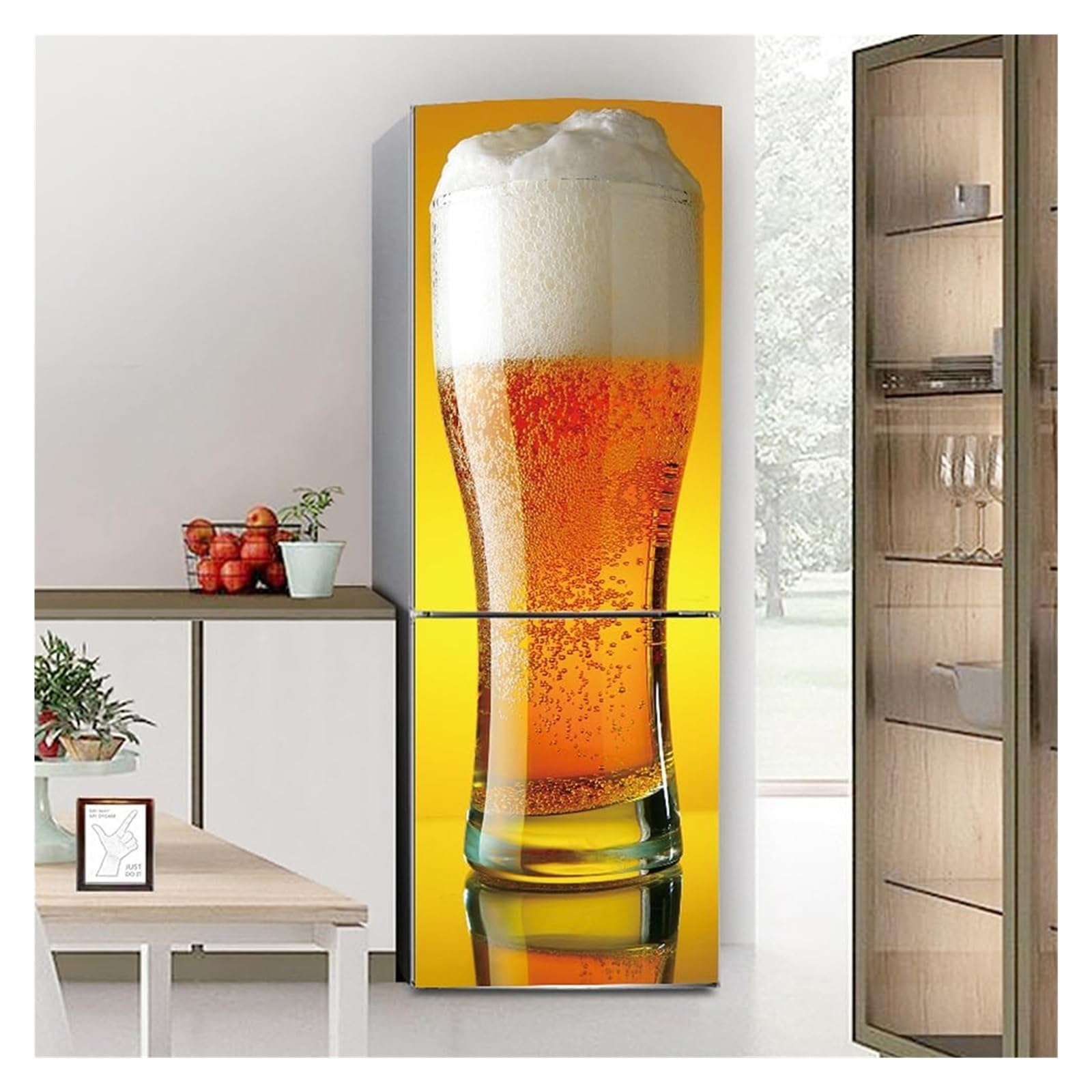 GDHKDDFL Minimalist, luxury-inspired fridge decals, Fridge Sticker Full Covering Door Covers Skins Wall Stickers for Kitchen Decal(S: 60x150 cm)