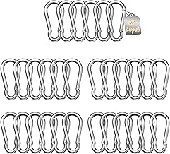 LALAGO 30Pcs M4 40mm x φ4mm Diameter Stainless Steel Spring Lobster Claw Set Large Carabiners Heavy Duty 304 Stainless Steel Carabiners Multi-Function Carabiner for Swing, Camping or Slackline