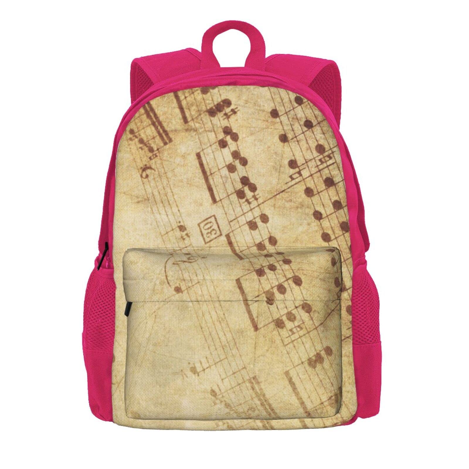 Notenblätter für Damen und Herren, Laptop-Rucksack, Reiserucksack, Sporttasche, Schultaschen für Kinder, Mädchen, Jungen, Schwarz, rose, One size