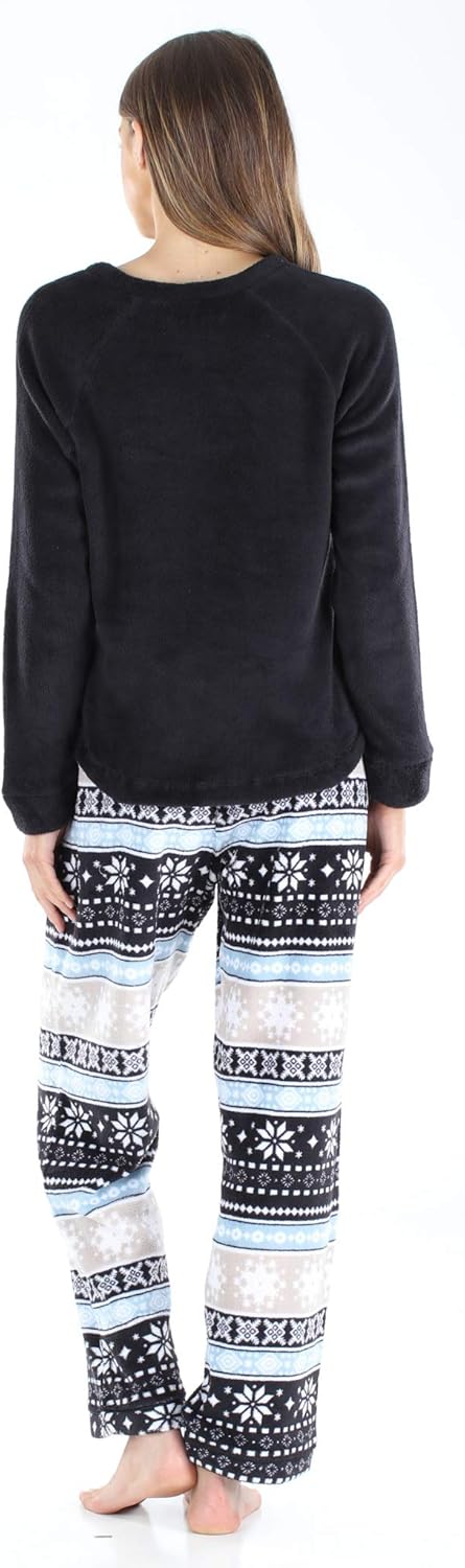 PajamaMania Women's Fleece Long Sleeve Pajama PJ Set - Image 2