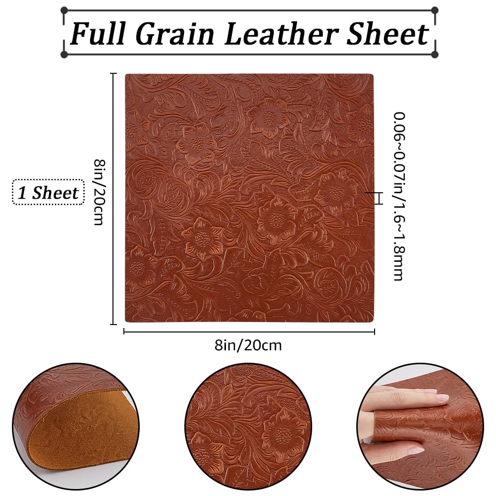 GORGECRAFT Carrés De Cuir Véritable 20x20cm - Épaisseur 2mm - Pour DIY, Bijoux, Artisanat - Brun Coco