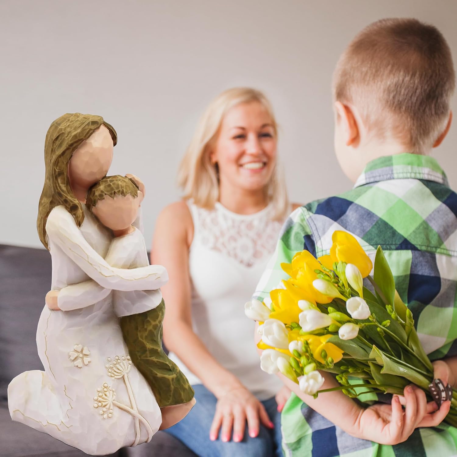 Condition photo showing New/Like New for borlesta mother of the groom gifts - mothers day birthday gifts for mom from son, boy mom gift from son,gift for mothers 4.7" figurines statues mom son gifts