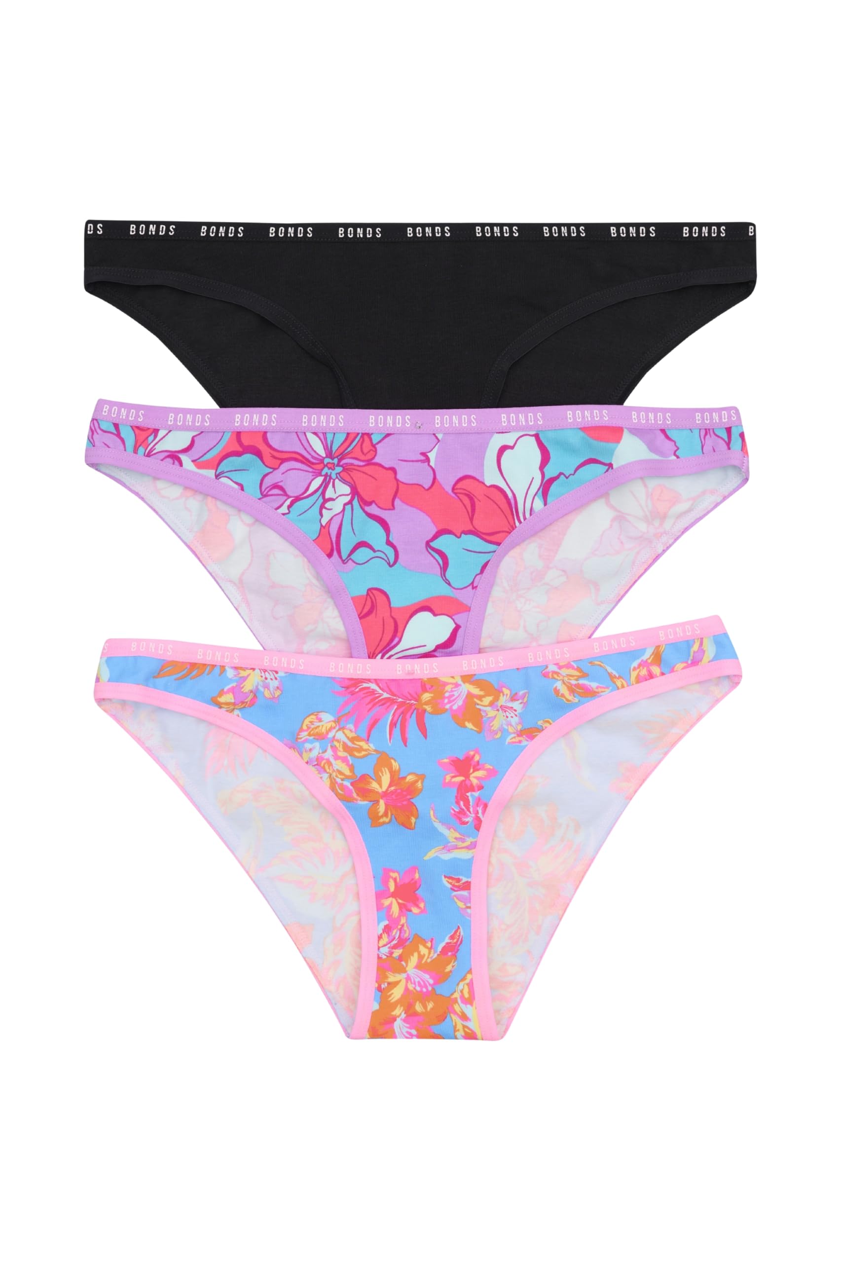 Bonds womens High-cut Bikini Panties 3-pack Stretch Cotton-blend Soft Everyday Comfort