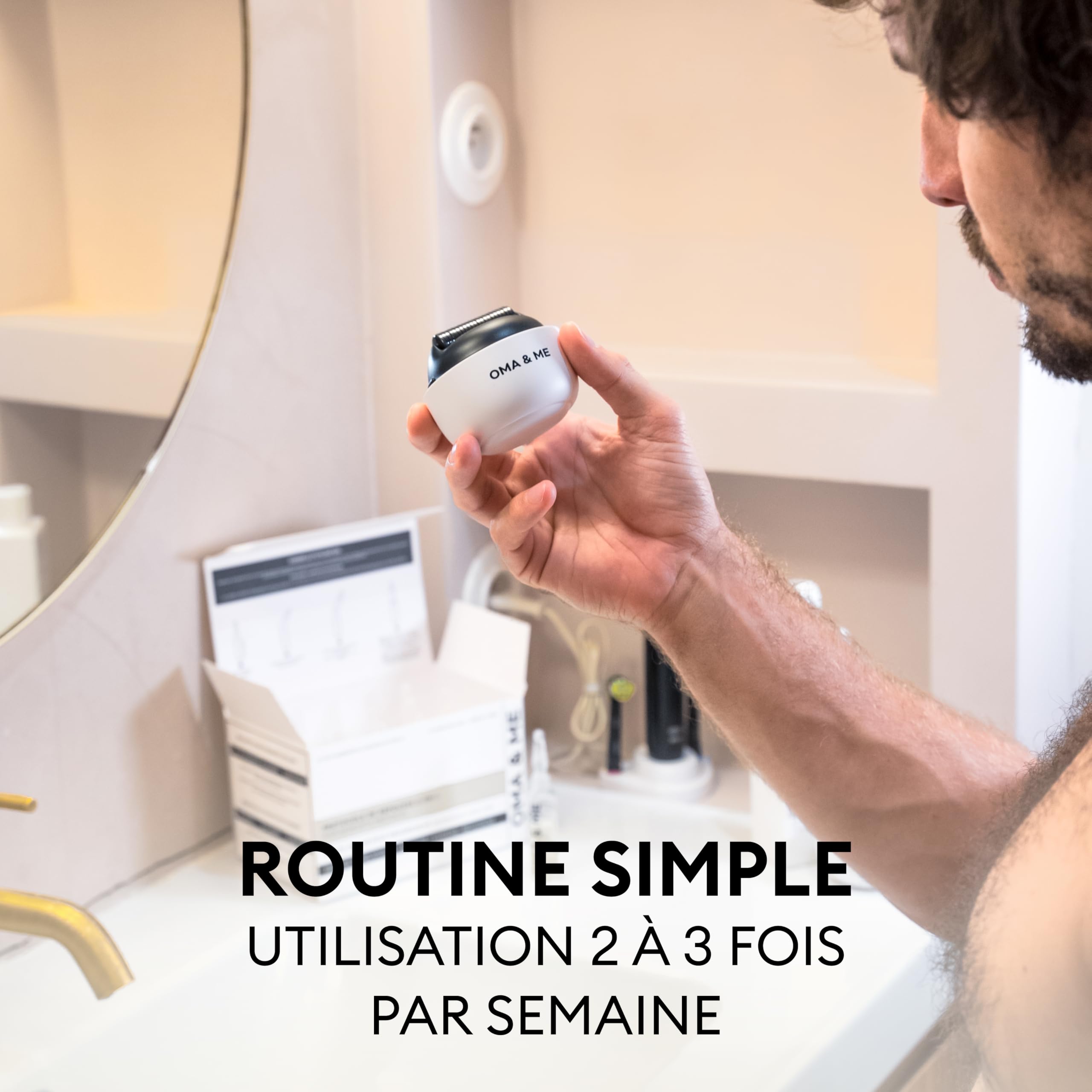 OMA & ME Derma Roller 0.5 mm - Stimule la Pousse des Cheveux Naturellement, Favorise la Croissance du Cuir Chevelu - Microneedling 1200 Micro-Aiguilles - Soin, Routine Capillaire Anti-Chute