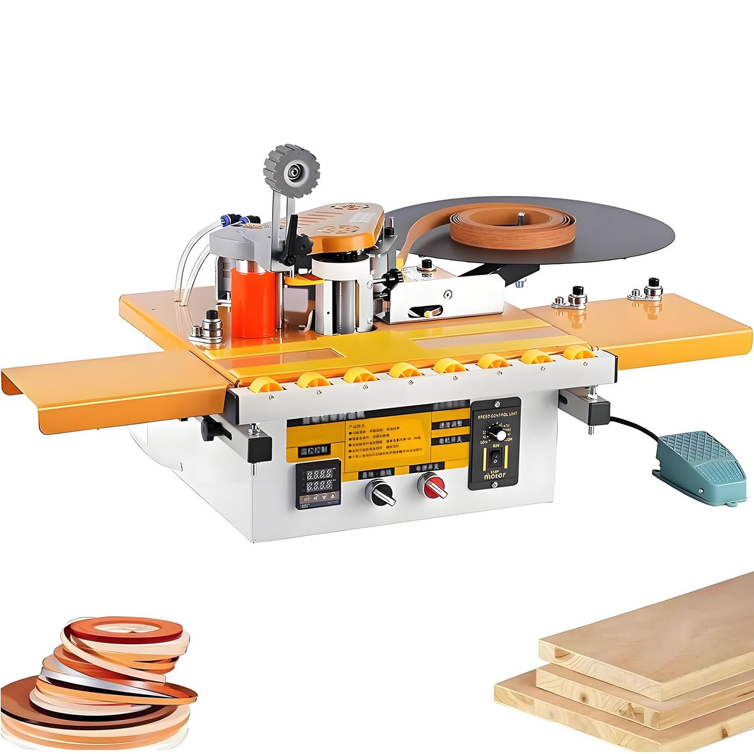 Curve/Straight Edge Bander, Portable, Auto Tape Break, Dual Glue 110V