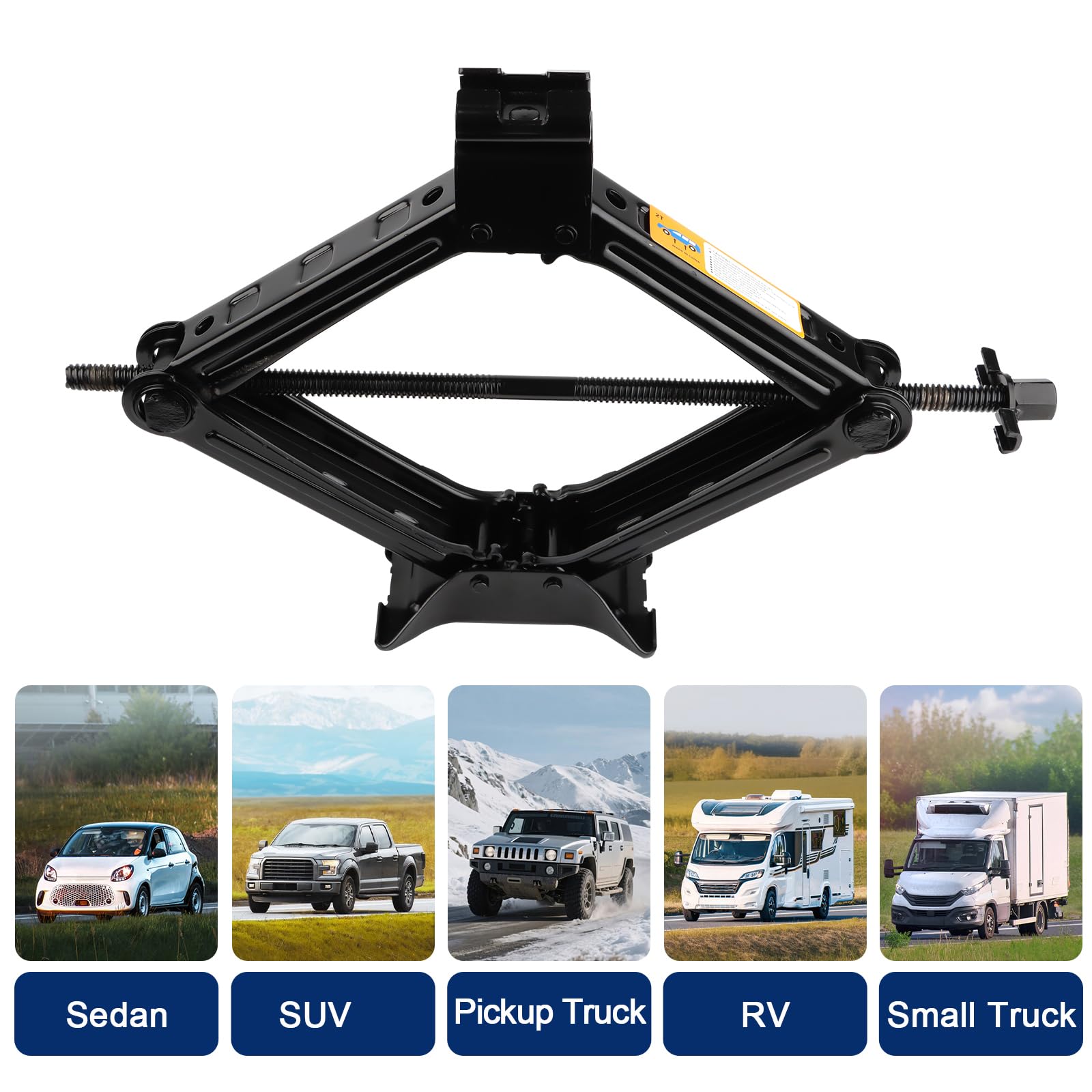Gato de Tijera 2t, Kit de Gato para Coche con Ruedas, Mango de Trinquete, Bolsas de Almacenamiento, Gato de Tijera para automóvil,Kit de Emergencia Universal para automóvilCoche SUV MPVTesla