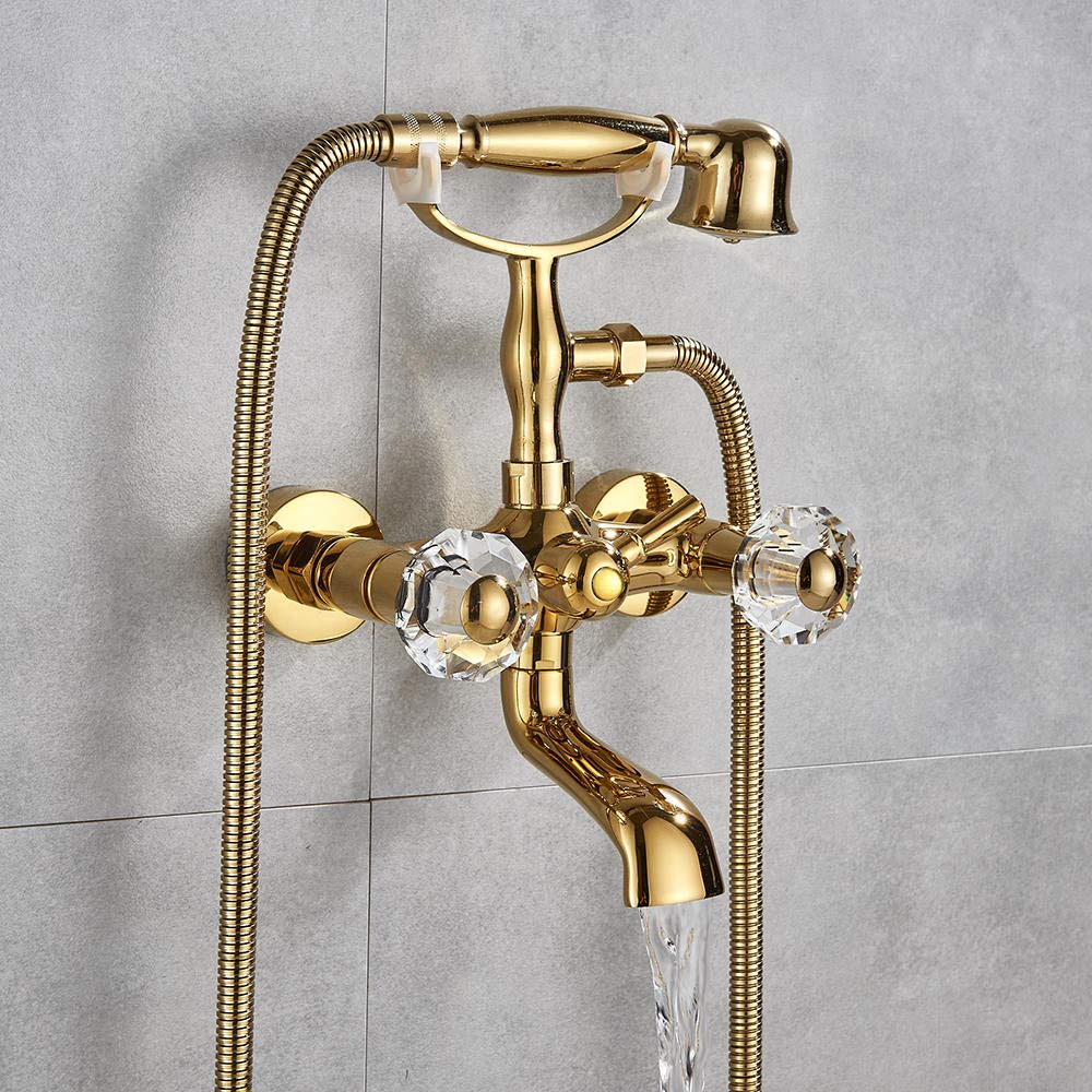 DFGHNBVC Bathtub Faucet Mixer Tap Golden Polish Telephone Style With Sprayer Hand Shower Rotate Spout Tub Hot And Cold Water