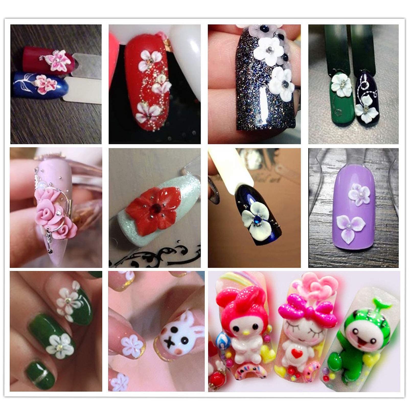 Hacaus 12pcs 3D Sculpture Gel Carving Gels Nail Polish for Decoration Patterns Nail Art Kit DIY Flowers Painting Carved Nail Gel Kit
