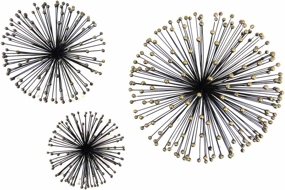 NEW - Contemporary Metal Wall Art โ 3 Spiky Flower Heads