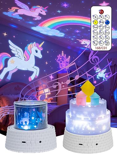 Miniatura 1 de Carousel - Proyector de luz nocturna para niños, 12 música+23 películas, proyector de luz recargable de 1800 mAh para habitación de niños, luz