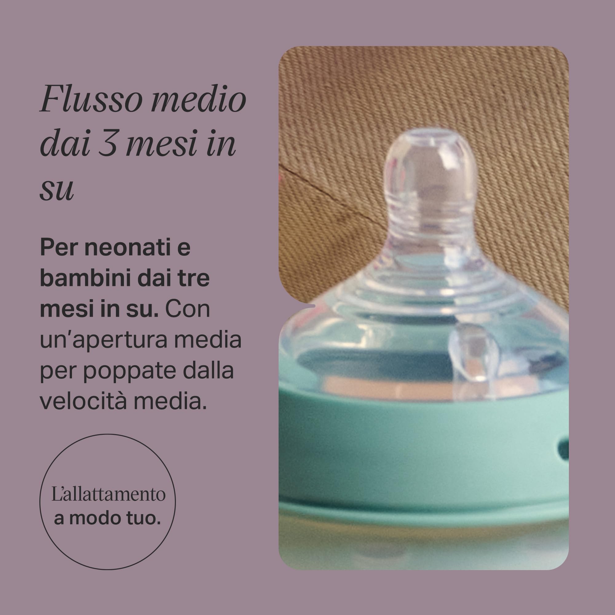 Tommee Tippee Tettarelle per biberon Natural Start, flusso medio, 3m+, 2 pezzi, attaccamento naturale, valvola anti-colica, silicone morbido