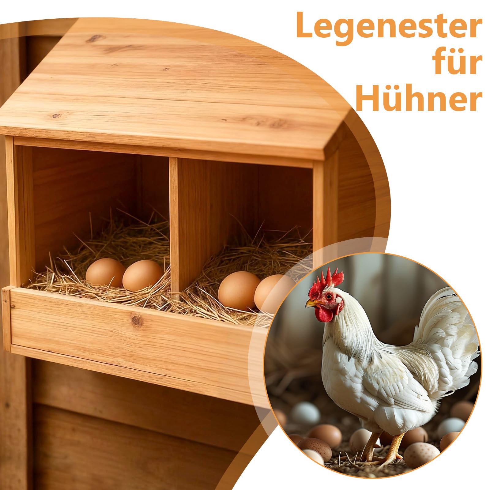 40er-Set Holzeier Nesteier für Hühner, Eier Gipseier Legenester für Hühner, Ei aus Holz Perfekt für Hühnerställe & Legenester als Nesthilfe