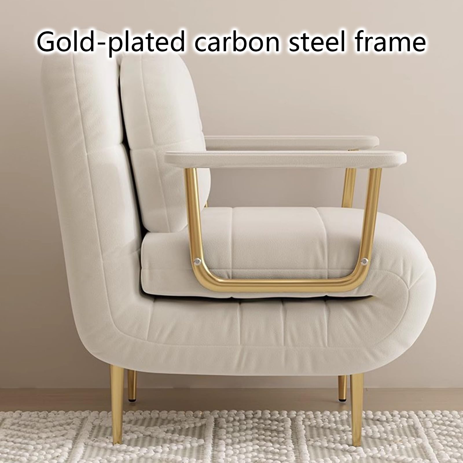 Pojedyncza sofa z materacem, regulowane oparcie w 6 pozycjach, fotel do salonu i sypialni, kolor khaki (190 x 68 x 30 cm)