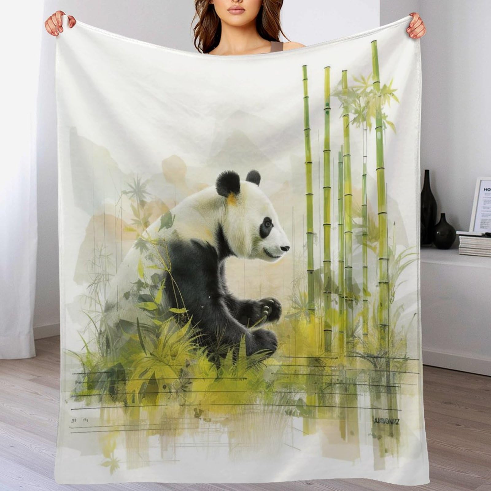 Couverture Panda flannel contre les frissons du soir plaid chaud pour fauteuil
