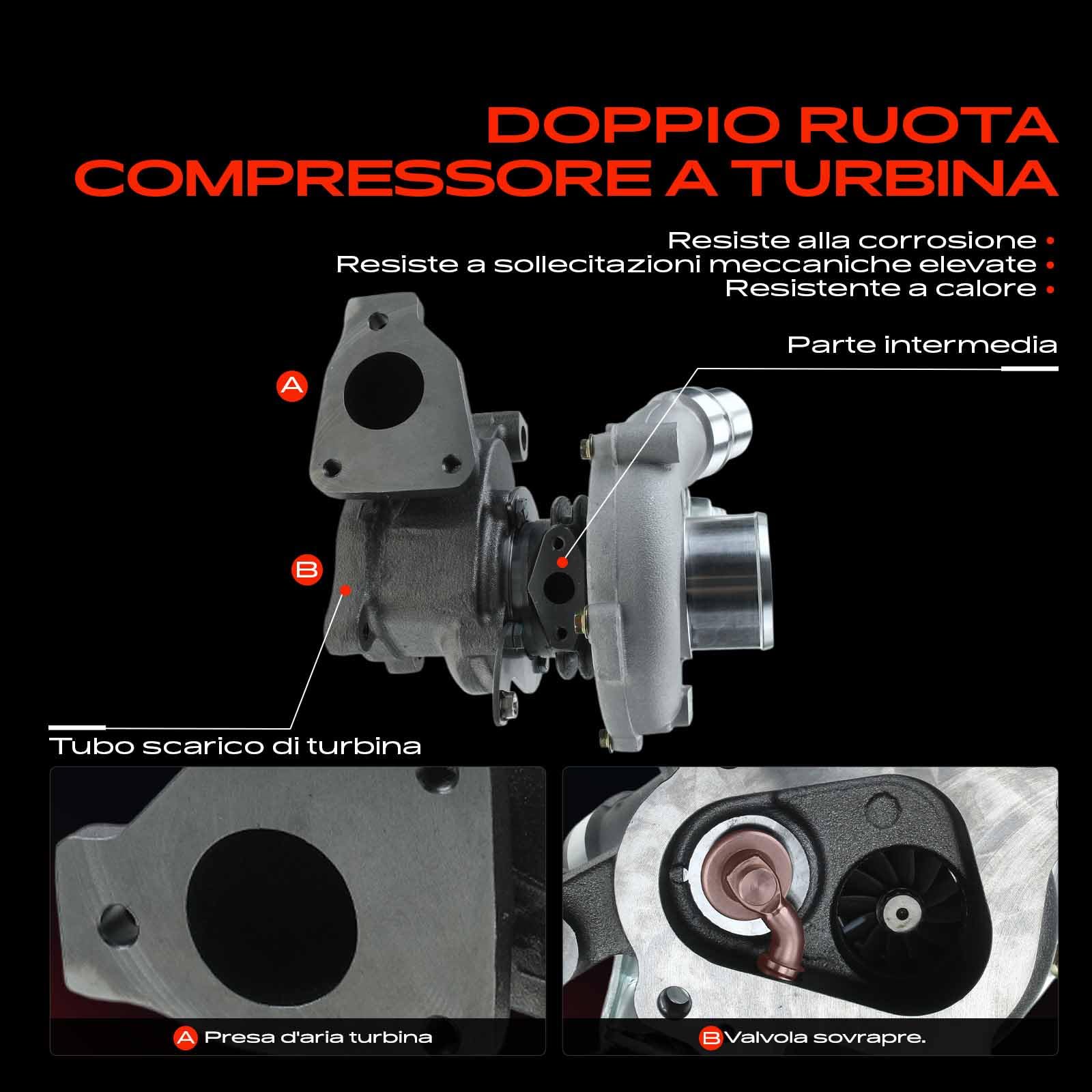 Frankberg Turbocompressore a gas di scarico con guarnizioni 8200637628 | Compatibile con: Autobus Primastar X83, Vivaro A pianale/telaio X83, Traffico II Autobus JL, Traffico II Box FL