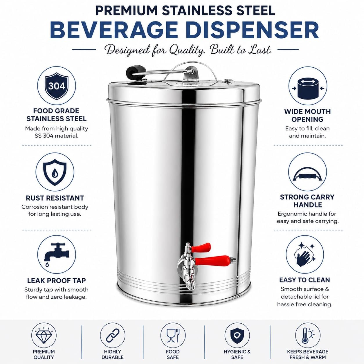 Stainless Steel Tea Coffee Urn - 5L Self-Serve -4