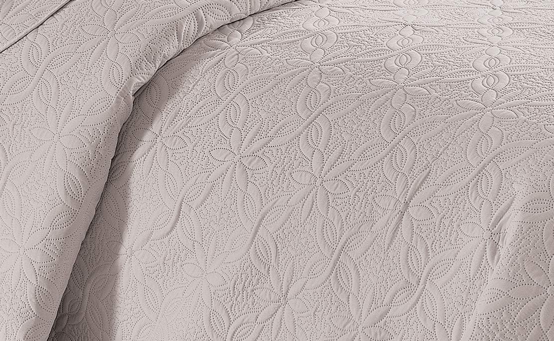 Fancy Linen 3pc Embossed Coverlet Bedspread Set Oversized Bed Cover Solid Floral Daisy Pattern New # Allis (Full/Queen, Beige) - Image 2